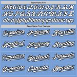 Custom Name and Number Softball Jersey - Unisex Two-Button Light Blue Black Pinstripe Design Personalized Light Blue Black