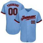 Custom Name and Number Authentic Baseball Jersey - Personalized Light Blue Black-Red Team Jersey Personalized Light Blue