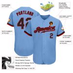 Custom Name and Number Authentic Baseball Jersey - Personalized Light Blue Black-Red Team Jersey Personalized Light Blue