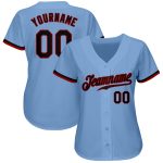 Custom Name and Number Authentic Baseball Jersey - Personalized Light Blue Black-Red Team Jersey Personalized Light Blue