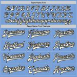 Custom Team Name Number Bomber Jacket Light Blue Black Red-Cream Full-Snap Varsity Letterman Fashion Jacket Personalized