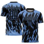 Personalized Light Blue Black Soccer Jersey - Custom Sublimation Uniform Personalized Light Blue Black Sublimation Soccer