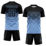 Custom Name and Number Light Blue Black Sublimation Soccer Jersey Uniform - Personalized Team Gear Personalized Light Blue