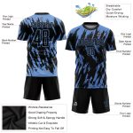 Personalized Light Blue Black Soccer Jersey - Custom Sublimation Uniform Personalized Light Blue Black Sublimation Soccer