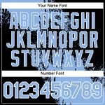 Custom Name and Number Performance T-Shirt - Light Blue Black White 3D Abstract Brush Stroke Design Personalized Light Blue
