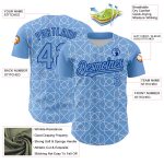 Custom Name and Number Authentic Baseball Jersey - Personalized Light Blue Black-White 3D Arabesque Pattern Design Personalized
