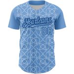 Custom Name and Number Authentic Baseball Jersey - Personalized Light Blue Black-White 3D Arabesque Pattern Design Personalized