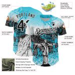 Custom Jesus Christ Baseball Jersey with Personalized Name and Number, Light Blue Black-White 3D Pattern Design Personalized