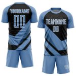 Custom Soccer Uniform Jersey with Personalized Name & Number, Light Blue Black-White Arrow Shapes Design Personalized Light