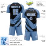 Custom Soccer Uniform Jersey with Personalized Name & Number, Light Blue Black-White Arrow Shapes Design Personalized Light