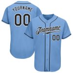 Custom Name & Number Light Blue Black-White Authentic Baseball Jersey - Personalized Team Jersey Personalized Light Blue