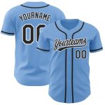 Personalized Light Blue Baseball Jersey with Black-White Accents, Authentic Design Personalized Light Blue Black-White Authentic