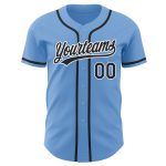 Personalized Light Blue Baseball Jersey with Black-White Accents, Authentic Design Personalized Light Blue Black-White Authentic