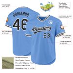 Custom Team Name and Number Authentic Throwback Baseball Jersey - Light Blue Black-White Personalization Available Personalized