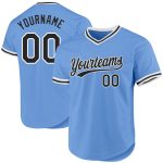 Custom Team Name and Number Authentic Throwback Baseball Jersey - Light Blue Black-White Personalization Available Personalized
