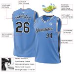 Personalized Light Blue Black White Basketball Jersey - Authentic Throwback Style Personalized Light Blue Black-White Authentic