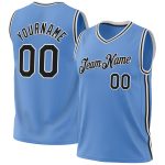 Personalized Light Blue Black White Basketball Jersey - Authentic Throwback Style Personalized Light Blue Black-White Authentic