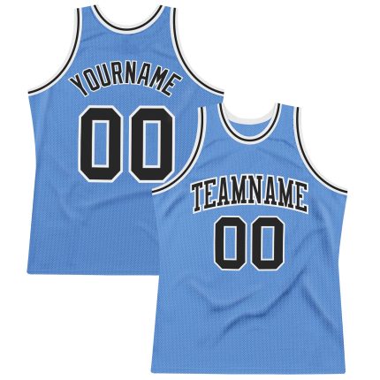 Custom Name Number Authentic Basketball Jersey Light Blue Black White Throwback Personalized Light Blue Black-White Authentic