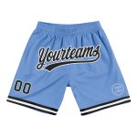 Light Blue Black White Personalized Authentic Basketball Shorts - Throwback Style Personalized Light Blue Black-White Authentic