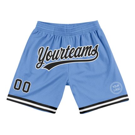 Light Blue Black White Personalized Authentic Basketball Shorts - Throwback Style Personalized Light Blue Black-White Authentic