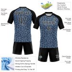 Personalized Light Blue Geometric Shape Volleyball Uniform Jersey - Sublimation Black-White Design Personalized Light Blue