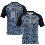 Personalized Light Blue Geometric Shape Volleyball Uniform Jersey - Sublimation Black-White Design Personalized Light Blue