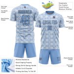 Custom Name and Number Soccer Jersey - Light Blue Geometric Shapes Sublimation Team Uniform Personalized Light Blue Black-White
