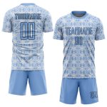 Custom Name and Number Soccer Jersey - Light Blue Geometric Shapes Sublimation Team Uniform Personalized Light Blue Black-White