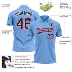 Custom Light Blue Hot Pink Vapor Golf Polo Shirt with Team Name and Number - Performance Design Personalized Light Blue Black