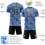 Custom Soccer Jersey with Personalized Name and Number, Light Blue Sublimation Design, Black and White Lines Personalized