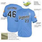 Custom Name Number Baseball Jersey Light Blue Black White Mesh Authentic Throwback Team Edition Personalized Light Blue Black-White