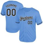 Custom Name Number Baseball Jersey Light Blue Black White Mesh Authentic Throwback Team Edition Personalized Light Blue Black-White