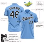 Custom Name Number Performance Vapor Golf Polo Shirt - Light Blue Black-White Team Apparel Personalized Light Blue Black-White