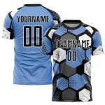 Personalized Light Blue Black White Soccer Jersey Uniform - Custom Sublimation Design Personalized Light Blue Black-White