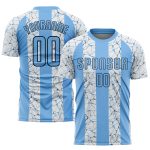 Custom Light Blue Black-White Soccer Uniform Jersey with Personalized Name and Number - Team Apparel Personalized Light Blue