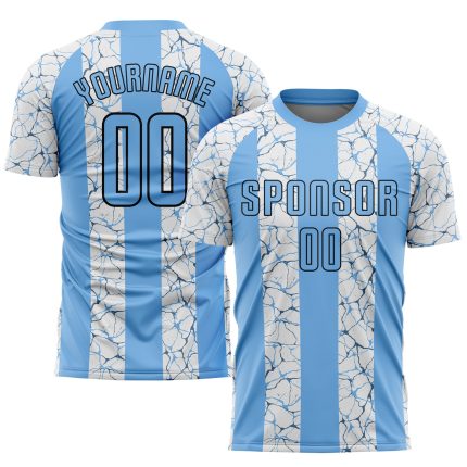 Custom Light Blue Black-White Soccer Uniform Jersey with Personalized Name and Number - Team Apparel Personalized Light Blue