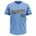 Personalized Softball Jersey Unisex Light Blue Black-White Two-Button Style Personalized Light Blue Black-White Two-Button