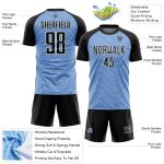 Custom Name and Number Soccer Jersey with Light Blue Black-White Wavy Lines Sublimation Design - Team Uniform Personalized