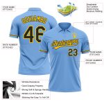 Custom Team Name and Number Light Blue Black-Yellow Performance Vapor Golf Polo Shirt Personalized Light Blue Black-Yellow