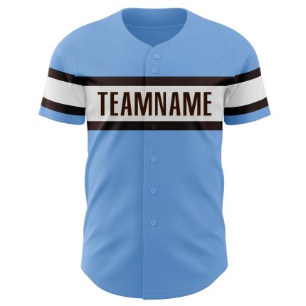 Personalized Light Blue Brown-White Baseball Jersey - Authentic Custom Sports Apparel Personalized Light Blue Brown-White