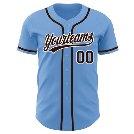 Custom Baseball Jersey with Name and Number - Light Blue and Brown-White Authentic Team Gear Personalized Light Blue Brown-White