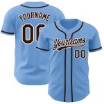 Custom Baseball Jersey with Name and Number - Light Blue and Brown-White Authentic Team Gear Personalized Light Blue Brown-White