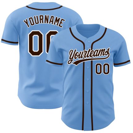 Custom Baseball Jersey with Name and Number - Light Blue and Brown-White Authentic Team Gear Personalized Light Blue Brown-White