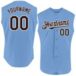 Custom Baseball Jersey with Team Name and Number - Light Blue Brown-White Sleeveless Authentic Design Personalized Light