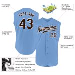 Custom Baseball Jersey with Team Name and Number - Light Blue Brown-White Sleeveless Authentic Design Personalized Light