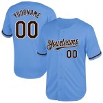 Custom Name and Number Personalized Baseball Jersey | Light Blue Brown-White Mesh Authentic Throwback Style Personalized