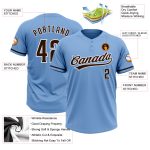 Custom Name and Number Softball Jersey - Personalized Light Blue Brown-White Two-Button Unisex Design Personalized Light