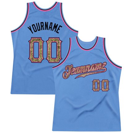Custom Name Number Light Blue Camo-Pink Basketball Jersey Personalized Authentic Throwback Team Gear Personalized Light Blue