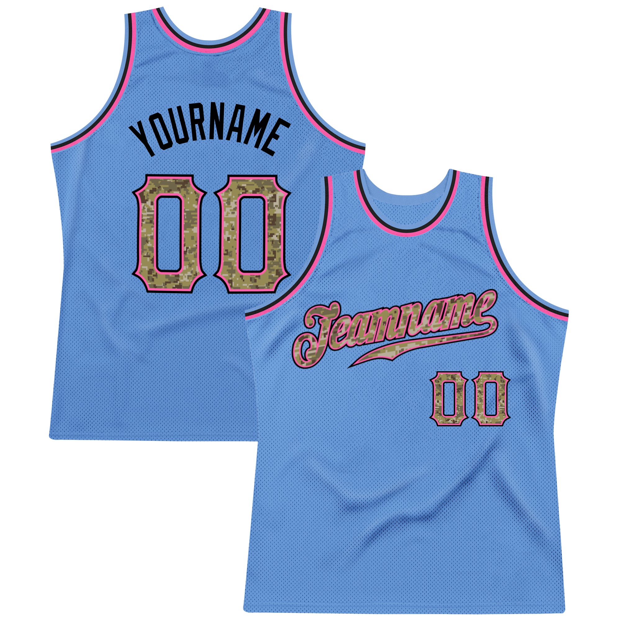 Custom Name Number Light Blue Camo-Pink Basketball Jersey Personalized Authentic Throwback Team Gear Personalized Light Blue