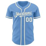 Custom Light Blue Cream Authentic Baseball Jersey with Personalized Name and Number Personalized Light Blue Cream Authentic